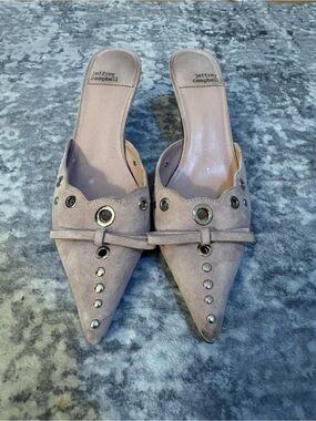 Jeffrey Campbell Blush Suede Pointed Toe Grommet Mules
